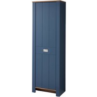 Schuhschrank Garderobenschrank schmal matt blau mit Eiche DEVON-36 Landhausstil, 65 cm breit