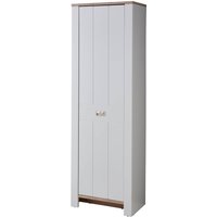 Schuhschrank Garderobenschrank schmal matt grau mit Eiche DEVON-36 Landhausstil, 65 cm breit