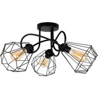 Schwarze Deckenlampe Retro Metall E27 L:65 cm 3-flammig von Belis