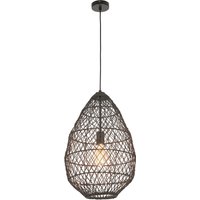 Schwarze Hängelampe Rattan Metall Ø 35 cm Handarbeit Boho von Endon