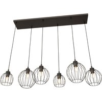 Schwarze Pendelleuchte E27 Metall 6-flammig L:125 cm Schwarze Pendelleuchte E27 Metall 6-flammig L:125 cm von Emibig