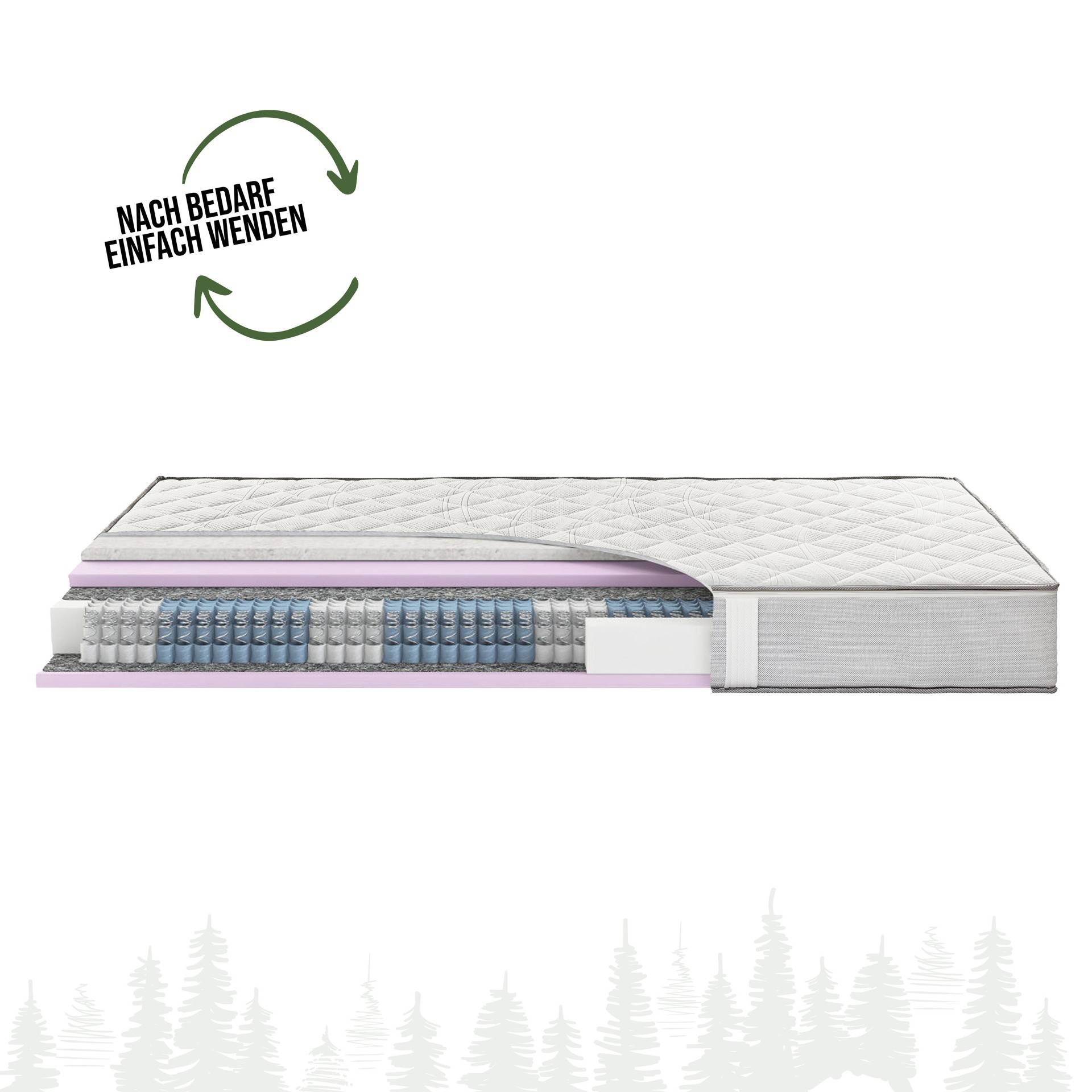 Schwarzwaldmarie Eva – 7-Zonen-Taschenfederkern mit 400 Federn, Wendefunktion und Viscoauflage Schwarzwaldmarie Eva – 7-Zonen-Taschenfederkern mit 400 Federn, Wendefunktion und Viscoauflage