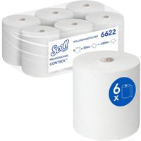 Scott Control Rollenhandtücher, 6 x 300m Weiß, 1-lagige Rollen 6 Stk