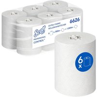 Scott Control Extrastarke Papierhandtücher gerollt, 6 x 300 m weiße Handtücher Rollen 6 Stk