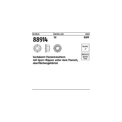 Sechskant-Flanschmuttern ART 88914 Klasse 10 mit Sperr-Rippen M5 S von Nobrand