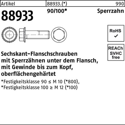 Sechskant-Sperrzahnschrauben 88933 Kl. 90, M6 x 25 S Sechskant-Sperrzahnschrauben 88933 Kl. 90, M6 x 25 S von Nobrand