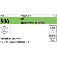 Sechskantmutter DIN 934 M 30 x 3,5 Stahl galvanisch verzinkt 25 Stk Sechskantmutter DIN 934 M 30 x 3,5 Stahl galvanisch verzinkt 25 Stk