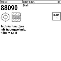 Sechskantmutter R 88090 m.Trapezgewinde TR30x6-SW46x45 Stahl Höhe=1,5d