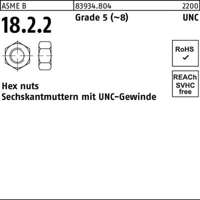 Sechskantmuttern ART 83934 Grad 5 1 1/8 UNC S von Nobrand