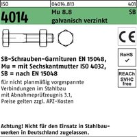 Sechskantschraube ISO 4014 m.Schaft/Mutter M 27 x 130 Mu 8.8 galvanisch verzinkt