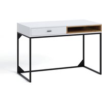 Sekretär Schreibtisch in weiß mit schwarzem Metallgestell OSTUNI-132, B/H/T ca. 120/80,5/60 cm