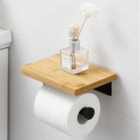 Selbstklebender Toilettenpapierhalter mit Bambus-Regalrollenhalter ohne Bohren in Edelstahl SUS304 Mattschwarz, BPH220BADM-BK von START