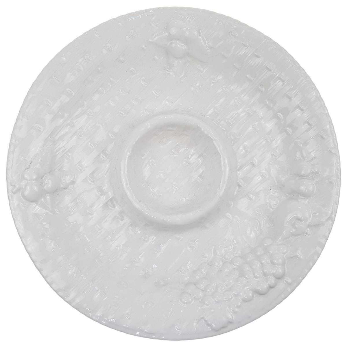Kabarettschale Servierschale groß Loucarte Relief weiß