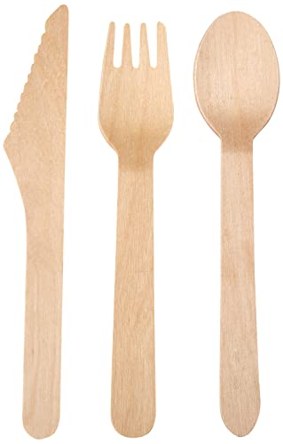 Set - Gabel, Messer, Löffel 16 Cm Natur Holz - 100 Un. von Garcia de Pou