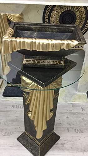 Set Säule+Schale Medusa Schale mit Goldschal Vasen Vase Griechische Art. Antik Style 1038 + 0843 k 110 Mäander Medusa Säulen Set Vasenschale Schirmlampe Barock Regal Tisch mit Styl Griechisch ART von Unbekannt