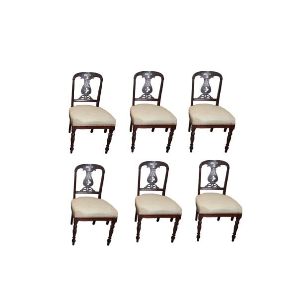 Set aus 6 antiken Mahagonistühlen im Vintage-Stil (19. Jahrhundert),