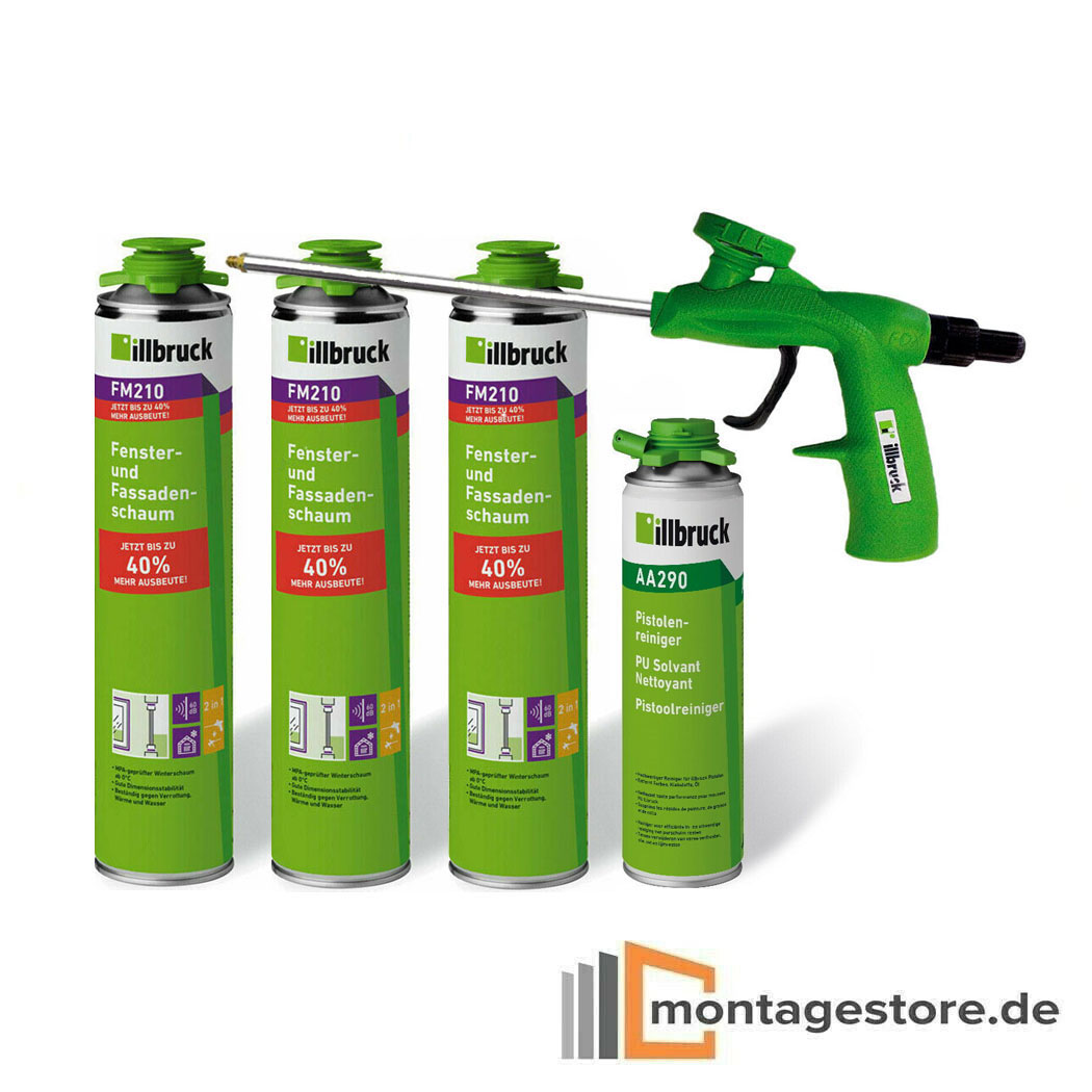 Set illbruck 3x Fensterschaum+FM210 880 ml+1x Pistolenreiniger AA290+ Pistole AA230 von Montagestore