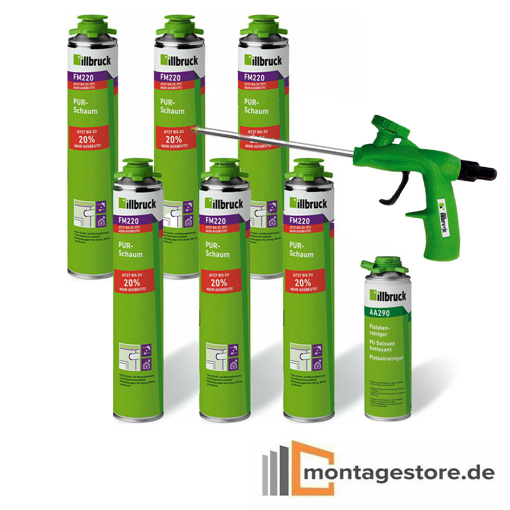 Set illbruck 6x Fensterschaum+FM220 750 ml+1x Pistolenreiniger AA290+ Pistole AA230 von Montagestore