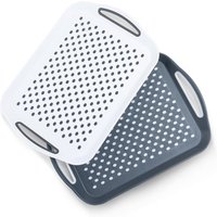Set mit 2 Tabletts - Rutschfestes Serviertablett mit Griffen, ideal zum Zubereiten von Mahlzeiten, Tee oder Frühstück im Bett - Kunststofftablett für Set mit 2 Tabletts - Rutschfestes Serviertablett mit Griffen, ideal zum Zubereiten von Mahlzeiten, Tee oder Frühstück im Bett - Kunststofftablett für
