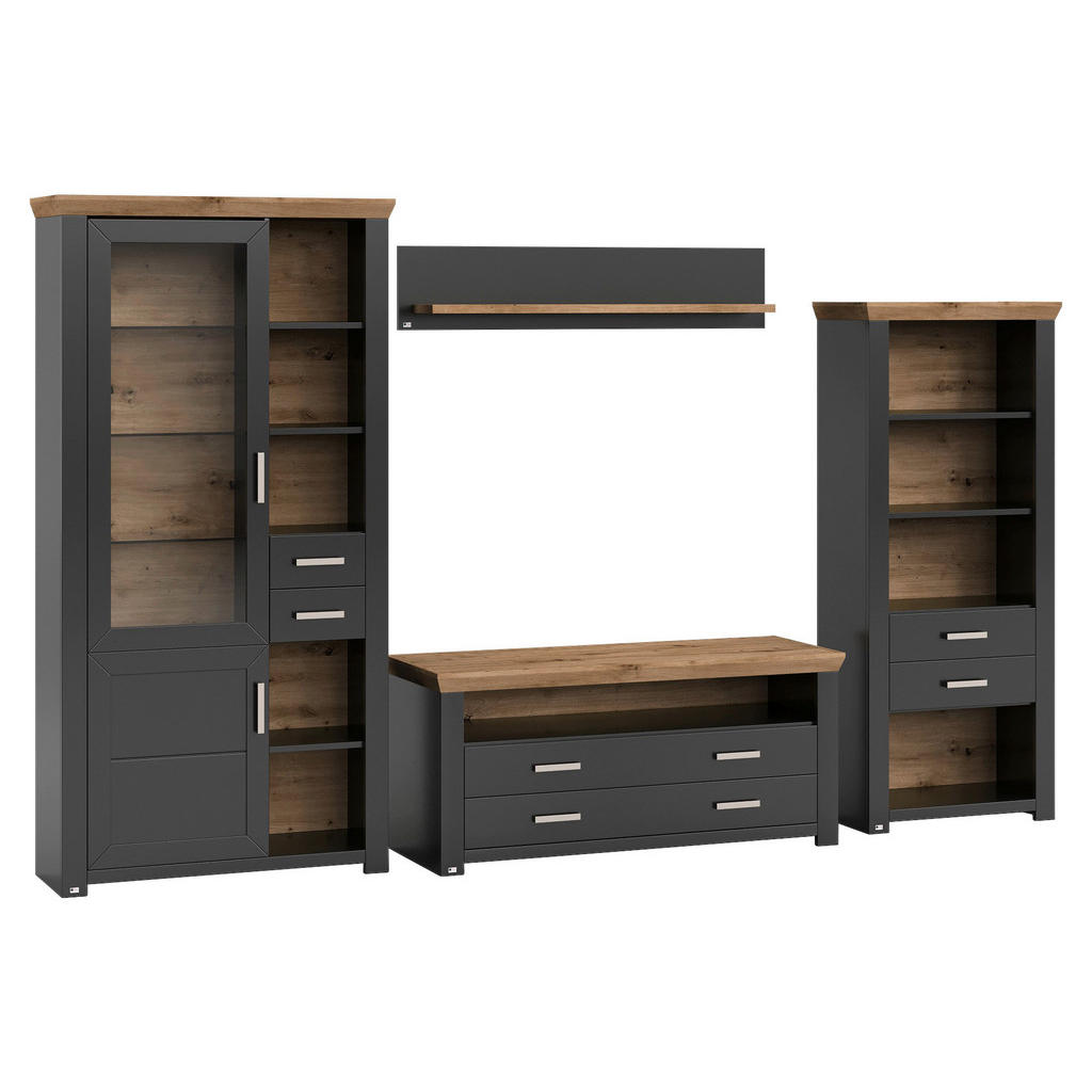 SetOne by Musterring WOHNWAND Graphit, Eiche Artisan SetOne by Musterring WOHNWAND Graphit, Eiche Artisan