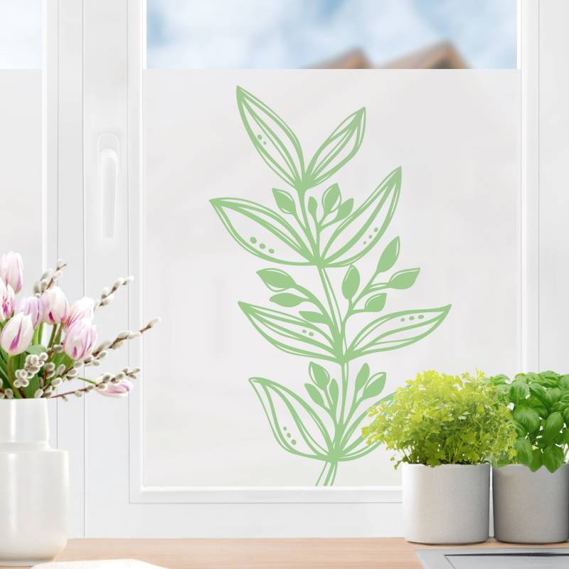 Milchglasfolie Line Art - Blätter mit Knospen