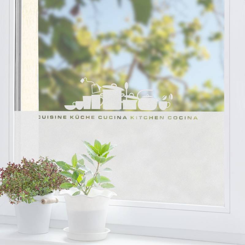 Fensterfolie Sichtschutz No.UL926 Küchensilhouette Bordüre