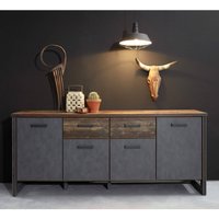 Sideboard 207 cm modern PROVO-19 in Old Wood Nb. mit Matera anthrazit, B/H/T: ca. 207/88/42 cm