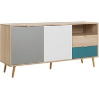 Sideboard Cuba Eiche Sonoma Nachbildung weiß grau petrol B/H/T: ca. 150x71x40 cm