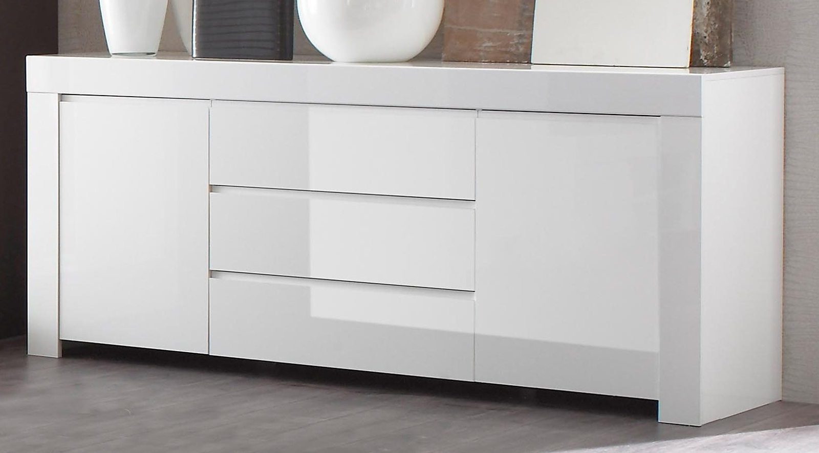 Sideboard Kommode weiß Hochglanz Lack Italien Livorno 190 x 84 cm