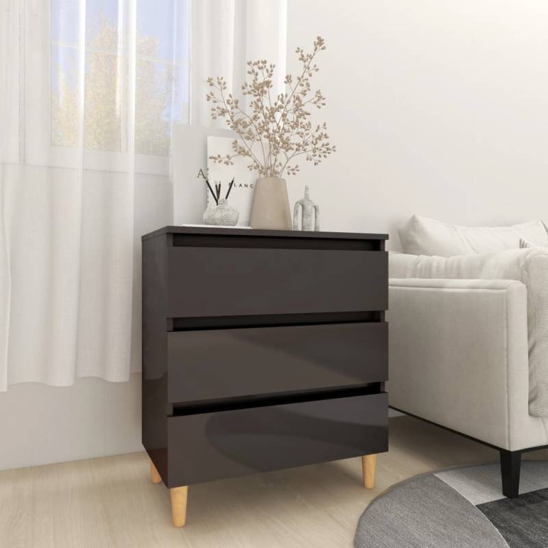 Sideboard Hochglanz-Grau 60x35x69 cm Holzwerkstoff Räuchereiche 1