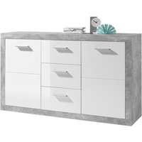 Sideboard Stone Beton Optik weiß glänzend B/H/T: ca. 147x89x37 cm von XXXL
