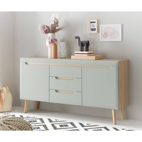 Sideboard Wohnzimmer in Grün Matt mit Eiche STOCKTON-61