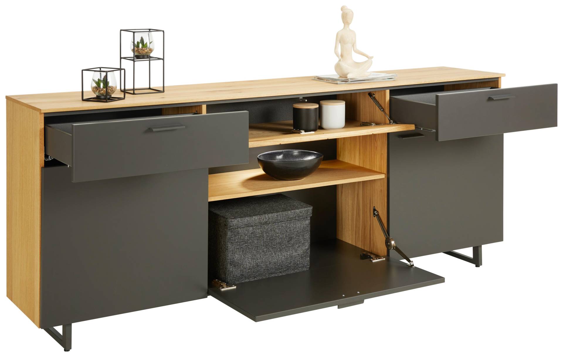 Sideboard Stockholm in Eichefarben/Schieferfarben