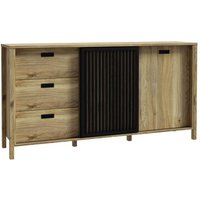 Sideboard inkl. 2 Türen und 3 Schubladen  Mauvella Eiche / Schwarz