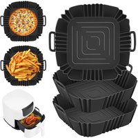Silikonform für Heißluftfritteuse, 3-teiliges ölfreies Zubehörtablett, Silikonform für Heißluftfritteuse, quadratischer Korb, Utensilien für Silikonform für Heißluftfritteuse, 3-teiliges ölfreies Zubehörtablett, Silikonform für Heißluftfritteuse, quadratischer Korb, Utensilien für