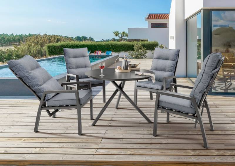 Sitzgruppe GARDA mit rundem Esstisch BARLETTA (4 Personen)