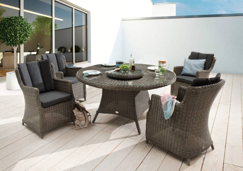 Sitzgruppe LUNA mit Esstisch Ø150cm (4 Personen) Vintage Weiß