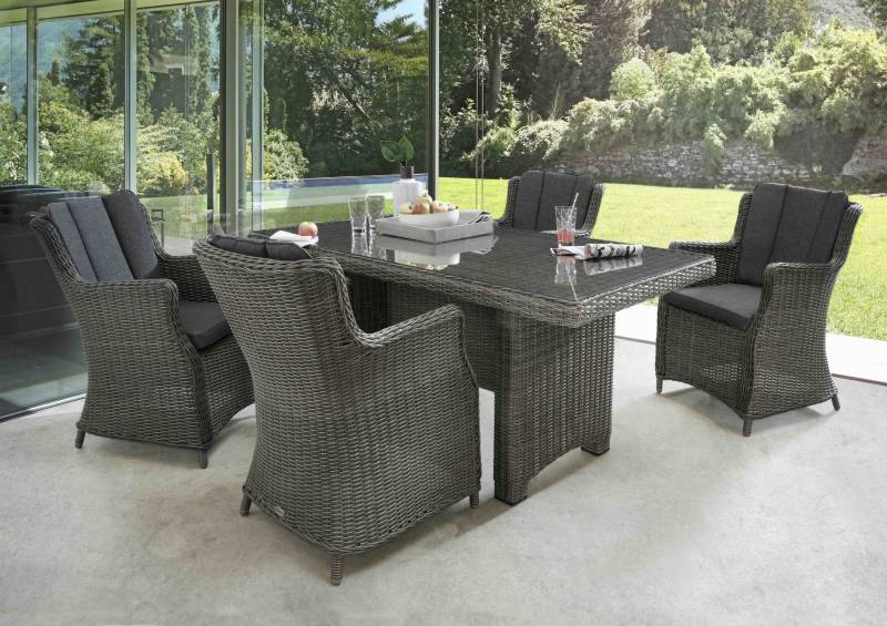 Sitzgruppe LUNA mit Esstisch eckig in verschiedenen Größen (4 Personen) 165x90cm Vintage Weiß