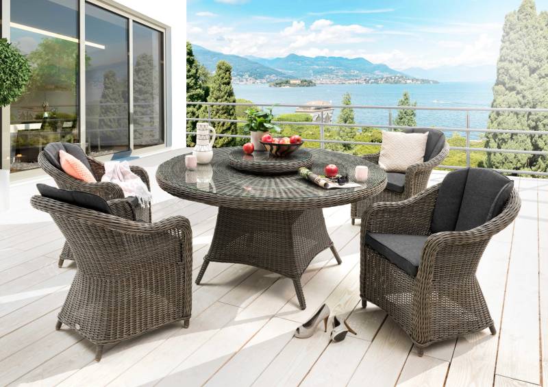 Sitzgruppe MALAGA mit LUNA Esstisch (4 Personen) Vintage Grau