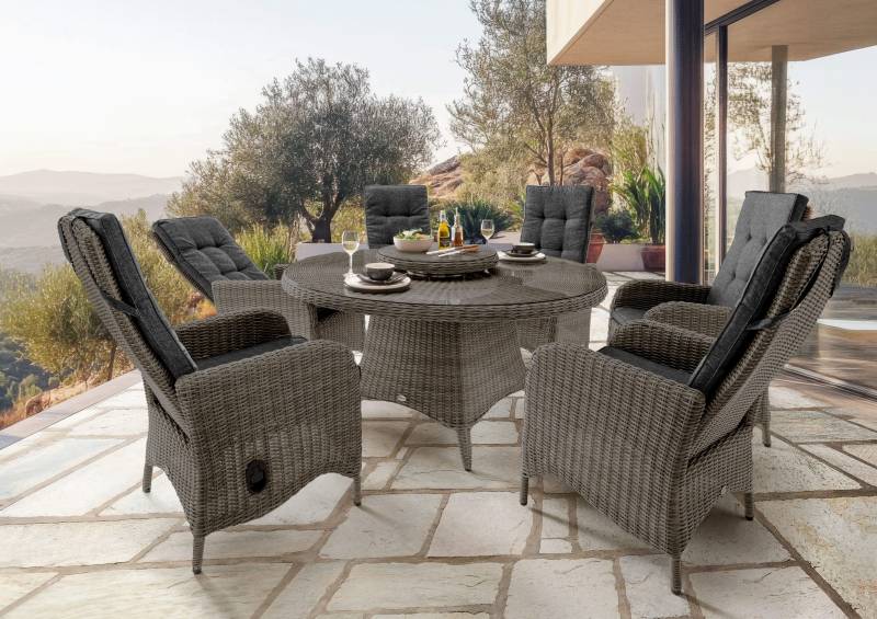 Sitzgruppe PALMA mit LUNA Esstisch (6 Personen) Vintage Grau