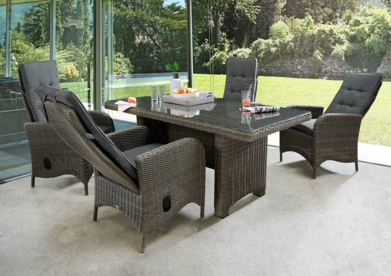 Sitzgruppe PALMA mit rechteckigem Esstisch (4 Personen) 165x90cm Vintage Grau