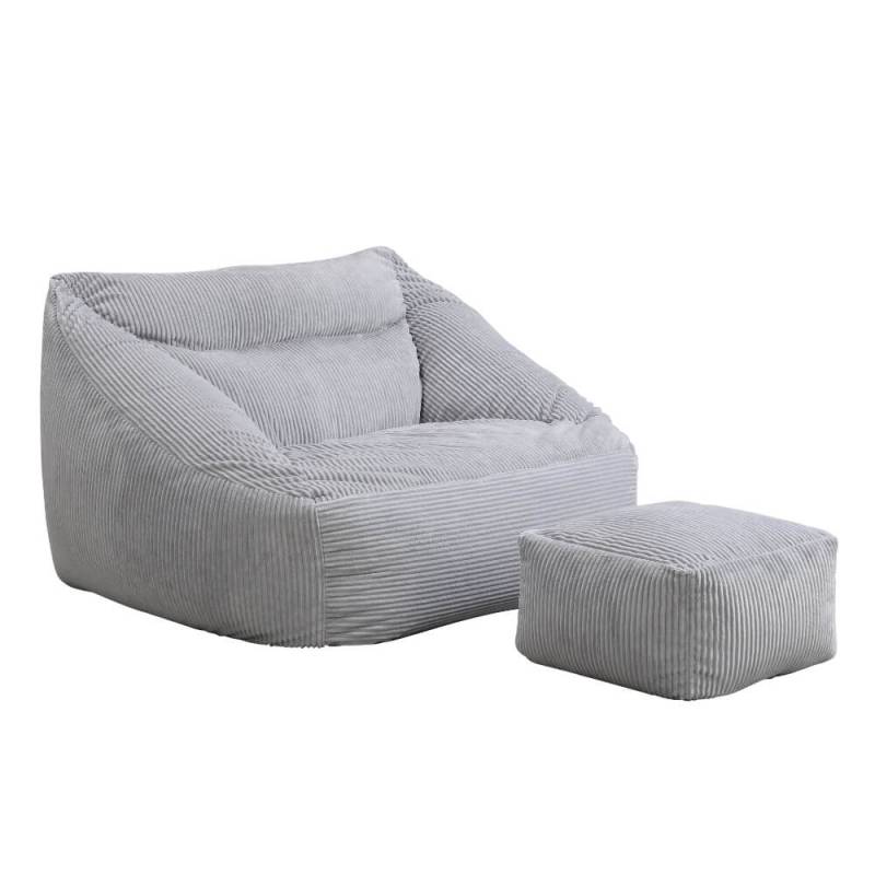 Sitzsack mit Hocker COZY – Hellgrau
