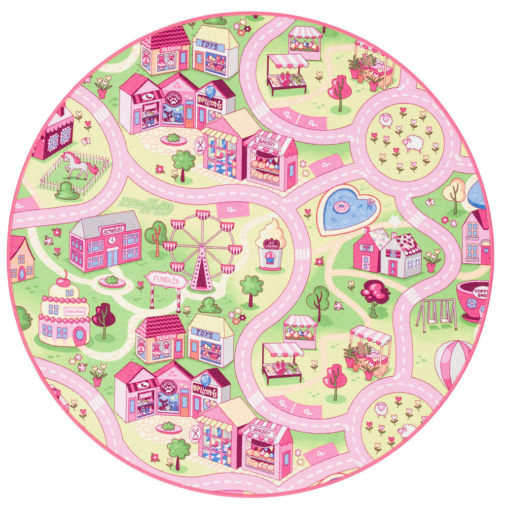 Snapstyle Kinder, Rosa, Textil, Abstrakt, Rund, 200x200 cm, Teppiche & Böden, Teppiche, Teppich Kinderzimmer von Snapstyle