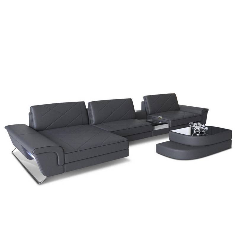 Sofa Dreams LEDERSOFA Schwarz, Grau