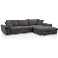 Sofa mit Schlaffunktion L Form 323 x 211 cm Cord Grau PABLO beidseitig montierbar