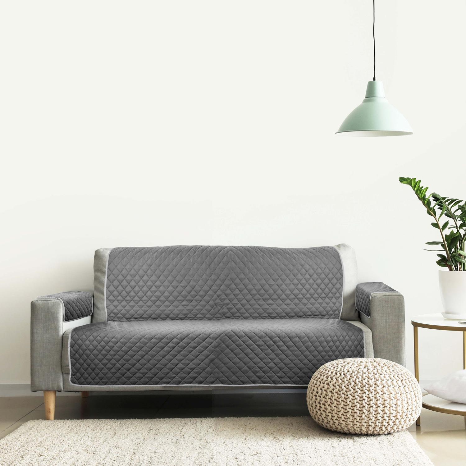 Sofaschoner Zweisitzer grau / anthrazit 110 x 191 cm + 2 x 50 x 55 cm Sofaschoner Zweisitzer grau / anthrazit 110 x 191 cm + 2 x 50 x 55 cm
