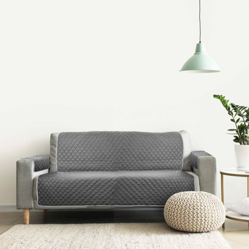 Sofaschoner Zweisitzer grau / anthrazit 110 x 191 cm + 2 x 50 x 55 cm