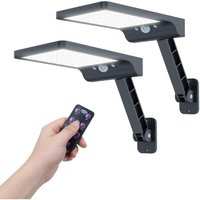 Solar-Außenleuchte, LED-Leuchte mit Bewegungsmelder mit 3 einstellbaren Modi, IP65 wasserdicht, leistungsstarke Straßenlaternen mit Fernbedienung (2