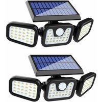 Solarlampe für den Außenbereich, (2er-Pack) 74 LED, wasserdicht IP65, 360° Weitwinkelbeleuchtung, Solarleuchte mit Bewegungssensor, für Garten,