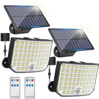 Solarleuchten Außen [256 LED], 2er Pack Solarleuchten Außen mit Bewegungsmelder, 3 Modi IP65 Outdoor Solarstrahler für Garten, Garage, Terrasse mit